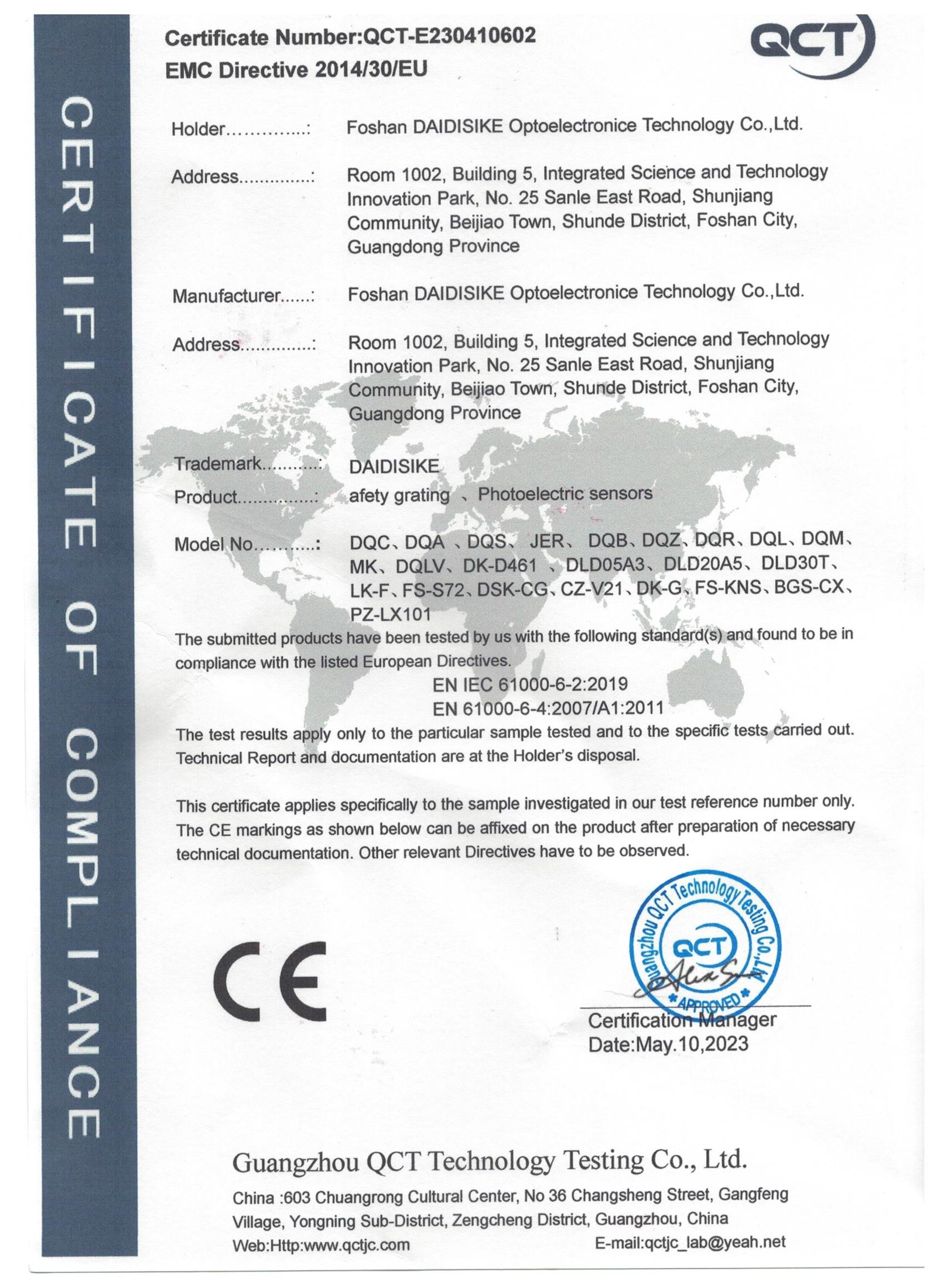 DAIDISIKE CE certificate