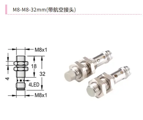 JM8 Series Quick-Disconnect (Connector-Type) Inductive Proximity Sensors - dimensional drawing